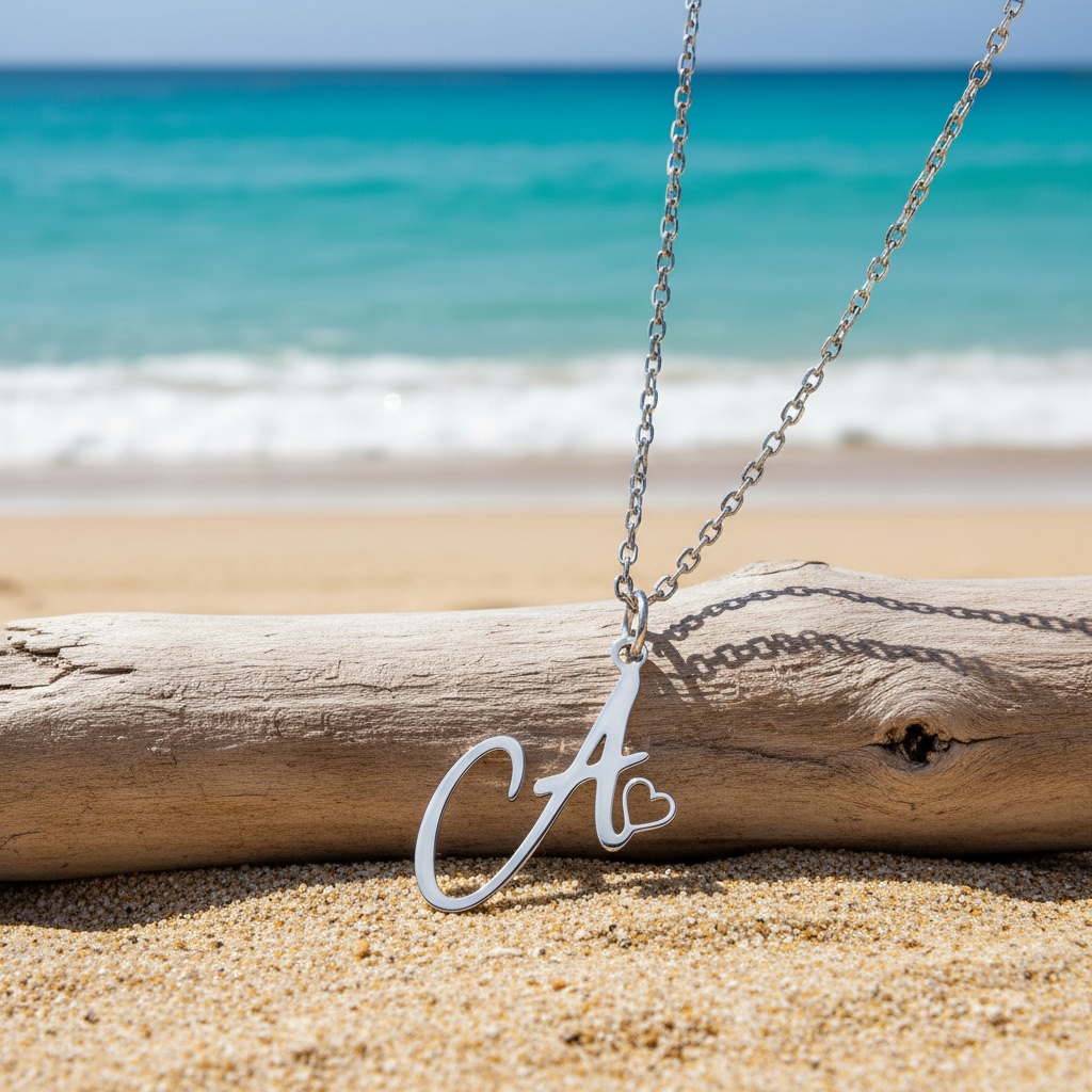 Golden Silvery Personalized Custom Initial Name Necklace